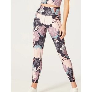 Jessica Simpson Tummy Control Leggings In Paris Posies Black Multicolor Size S